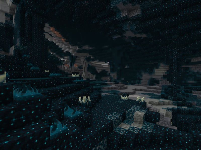 Khu vực Deep Dark tối tăm trong Minecraft 1.19.2 APK