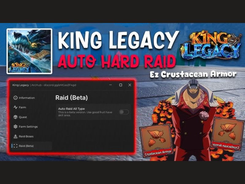Tải Hack King Legacy (Auto Raid, Auto Farm) Update 9 Miễn Phí 3 Hack King Legacy Kích Hoạt Auto Raid Khi Cần Trang Bị Mạnh