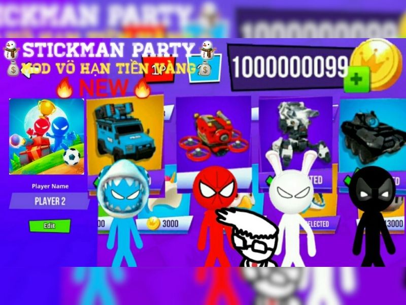 Tải Stickman Party Hack (Vô Hạn Tiền, Vàng, Đá Quý) v2.5.3 2 Những Cải Tiến Vượt Trội Chỉ Có Ở Bản Stickman Party Hack