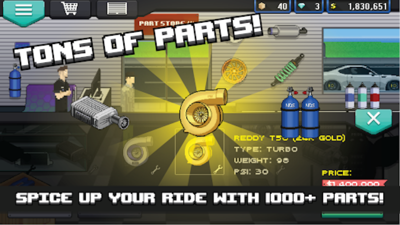 Tải Hack Pixel Car Racer APK (Vô Hạn Tiền, Speed, Menu) v1.2.5 4 Hack Pixel Car Racer