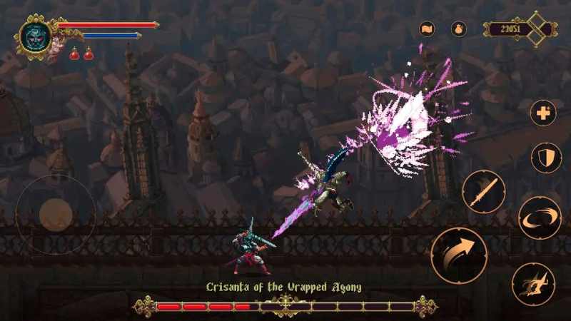 Tải Blasphemous APK v1.9.0 Miễn Phí Cho Android 3 Blasphemous APK trong trận chiến với boss trên Android