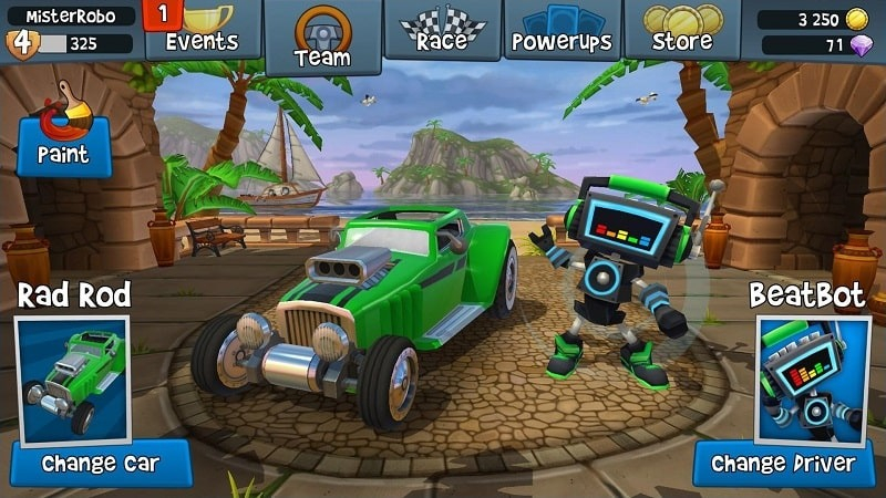 Tải Beach Buggy Racing 2 Hack (Vô Hạn Tiền) v2026.05.21 2 Xe kart vượt khúc cua trong Beach Buggy Racing 2